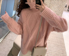 画像をギャラリービューアに読み込む, レディース ニットセーター 秋冬 タートル ニットセーター ケーブル 長袖 韓国 全5色