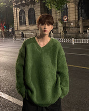 画像をギャラリービューアに読み込む, シャギーニット ニットセーター  トップス 全4色 Vネック カジュアルメンズ  秋冬