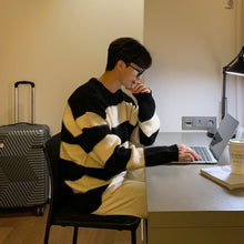 画像をギャラリービューアに読み込む, ボーダー ニット ニットセーター メンズ トップス ルーズ 全3色 カジュアル 韓国