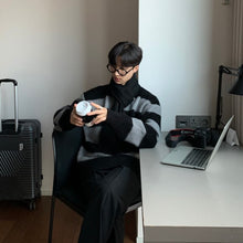 画像をギャラリービューアに読み込む, ボーダー ニット ニットセーター メンズ トップス ルーズ 全3色 カジュアル 韓国