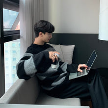 画像をギャラリービューアに読み込む, ボーダー ニット ニットセーター メンズ トップス ルーズ 全3色 カジュアル 韓国