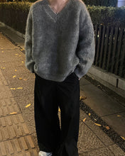 画像をギャラリービューアに読み込む, シャギーニット ニットセーター  トップス 全4色 Vネック カジュアルメンズ  秋冬