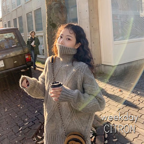 レディース ニットセーター 秋冬 タートル ニットセーター ケーブル 長袖 韓国 全5色