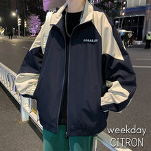 画像をギャラリービューアに読み込む, バイカラー レタリング ジャケット ナイロンジャケット メンズ レディース 全2色 ルーズ 春秋