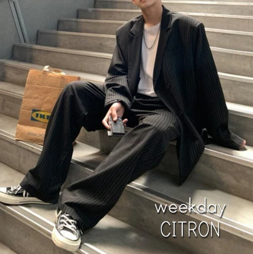 セットアップ スーツ ストライプ ジャケット × パンツ メンズ セットアップ 秋冬