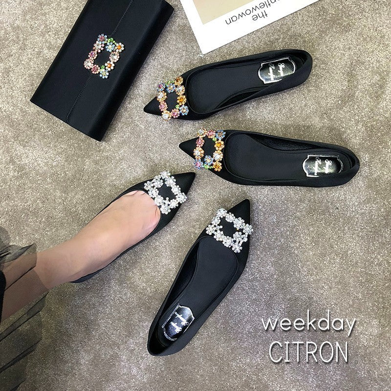 スクエア バックル パンプス パンプス レディース 全5色 ポインテッドトゥ