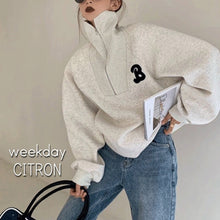 画像をギャラリービューアに読み込む, ハーフジップ トレーナー オーバーサイズ スウェット トレーナー ハイネック