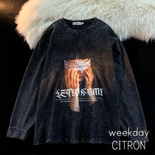 画像をギャラリービューアに読み込む, ヴィンテージ風 プリント ロンT ストリート 春秋 ルーズ メンズ レディース