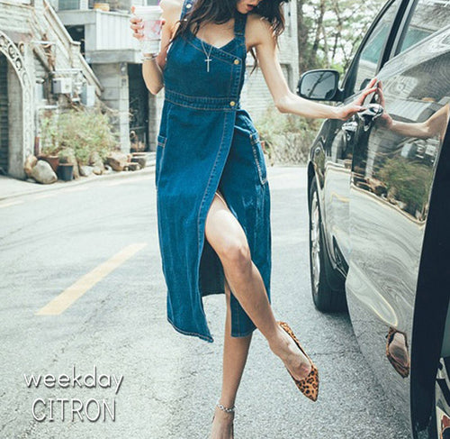 ラップタイプ デニム レディース ジャンパースカート サロペット