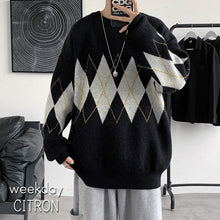 画像をギャラリービューアに読み込む, メンズ アーガイル セーター ルーズ 韓国 トップス  メンズ 全2色