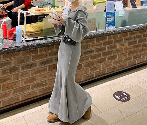 セットアップ ツーピース コーデュロイ パーカー レディース マーメイド ロング スカート