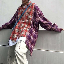画像をギャラリービューアに読み込む, 切り替え ルーズ チェック シャツ 韓国 ワイド メンズ レディース