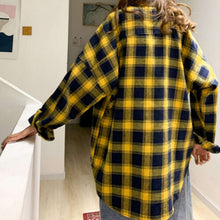 画像をギャラリービューアに読み込む, チェック ルーズ シャツ 2色 レトロ ユニセックス シャツ 韓国 レディース  メンズ