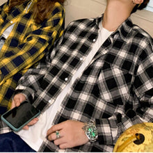 画像をギャラリービューアに読み込む, チェック ルーズ シャツ 2色 レトロ ユニセックス シャツ 韓国 レディース  メンズ