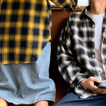 画像をギャラリービューアに読み込む, チェック ルーズ シャツ 2色 レトロ ユニセックス シャツ 韓国 レディース  メンズ