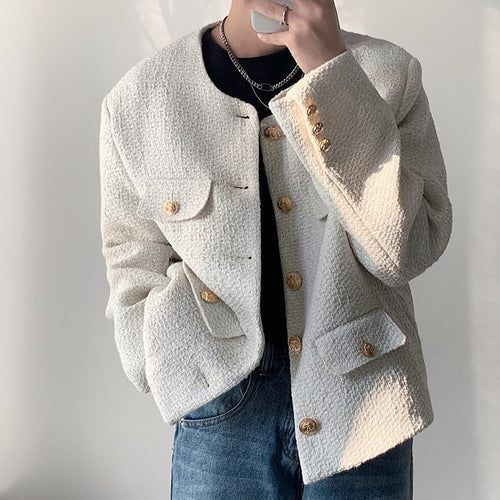 大人気 ツイード ジャケット 韓国風 ツイード ジャケット ラグジュアリー ノーカラー パーティ スタイリッシュ 春秋冬活躍