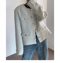 画像をギャラリービューアに読み込む, 大人気 ツイード ジャケット 韓国風 ツイード ジャケット ラグジュアリー ノーカラー パーティ スタイリッシュ 春秋冬活躍