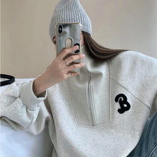 画像をギャラリービューアに読み込む, ハーフジップ トレーナー オーバーサイズ スウェット トレーナー ハイネック