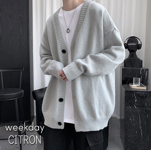 シンプル カーディガン 全2色 カジュアル メンズ 韓国