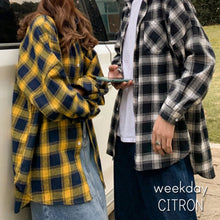 画像をギャラリービューアに読み込む, チェック ルーズ シャツ 2色 レトロ ユニセックス シャツ 韓国 レディース  メンズ