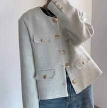 画像をギャラリービューアに読み込む, メンズ 韓国 ツイード ジャケット ラグジュアリー ノーカラー