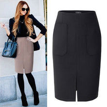 画像をギャラリービューアに読み込む, フロントスリット ポケット付き ウール タイト スカート