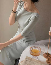 画像をギャラリービューアに読み込む, バックオープン タイト ドレス パーティードレス 4色 レディース 五分袖 細見え 韓国