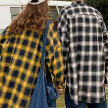 画像をギャラリービューアに読み込む, チェック ルーズ シャツ 2色 レトロ ユニセックス シャツ 韓国 レディース  メンズ