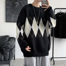 画像をギャラリービューアに読み込む, メンズ アーガイル セーター ルーズ 韓国 トップス  メンズ 全2色