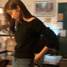 画像をギャラリービューアに読み込む, ワンショルダー ソフト ニット セーター レディース トップス 全2色 韓国 秋冬