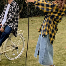 画像をギャラリービューアに読み込む, チェック ルーズ シャツ 2色 レトロ ユニセックス シャツ 韓国 レディース  メンズ