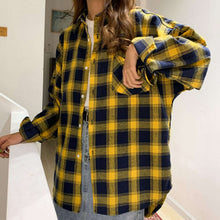 画像をギャラリービューアに読み込む, チェック ルーズ シャツ 2色 レトロ ユニセックス シャツ 韓国 レディース  メンズ