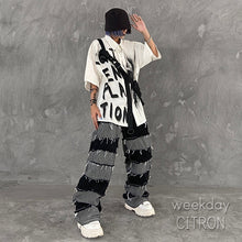 画像をギャラリービューアに読み込む, メンズ クラッシュデニム ワイドパンツ ダメージ加工 ジーンズ