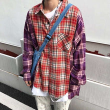 画像をギャラリービューアに読み込む, 切り替え ルーズ チェック シャツ 韓国 ワイド メンズ レディース