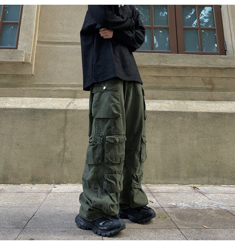 ストリート カーゴ メンズ パンツ 3色 カーゴパンツ ワイド 韓国 カジュアル