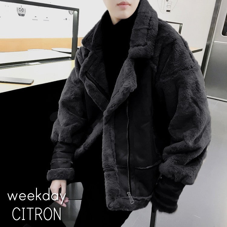 ムートンコート 3色 ボア ジャケット メンズ ユニセックス レザージャケット 韓国