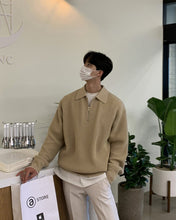 画像をギャラリービューアに読み込む, ハーフジップ ニット セーター メンズ トップス 全3色 ルーズ 韓国 春秋