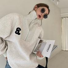 画像をギャラリービューアに読み込む, ハーフジップ トレーナー オーバーサイズ スウェット トレーナー ハイネック