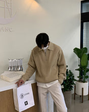 画像をギャラリービューアに読み込む, ハーフジップ ニット セーター メンズ トップス 全3色 ルーズ 韓国 春秋