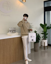 画像をギャラリービューアに読み込む, ハーフジップ ニット セーター メンズ トップス 全3色 ルーズ 韓国 春秋