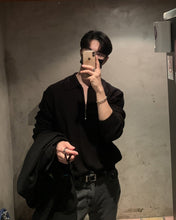 画像をギャラリービューアに読み込む, ハーフジップ ニット セーター メンズ トップス 全3色 ルーズ 韓国 春秋