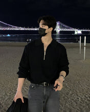 画像をギャラリービューアに読み込む, ハーフジップ ニット セーター メンズ トップス 全3色 ルーズ 韓国 春秋