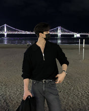 画像をギャラリービューアに読み込む, ハーフジップ ニット セーター メンズ トップス 全3色 ルーズ 韓国 春秋