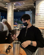 画像をギャラリービューアに読み込む, ハーフジップ ニット セーター メンズ トップス 全3色 ルーズ 韓国 春秋