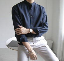 画像をギャラリービューアに読み込む, シャツ メンズ シンプル ノーカラー シャツ カジュアル 韓国
