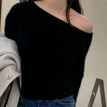 画像をギャラリービューアに読み込む, ワンショルダー ソフト ニット セーター レディース トップス 全2色 韓国 秋冬