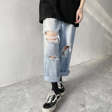 画像をギャラリービューアに読み込む, メンズ ルーズ ダメージ デニム クラッシュ ジーンズ デニム ジーパン韓国