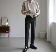 画像をギャラリービューアに読み込む, シャツ メンズ シンプル ノーカラー シャツ カジュアル 韓国