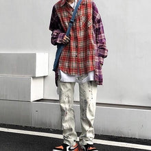 画像をギャラリービューアに読み込む, 切り替え ルーズ チェック シャツ 韓国 ワイド メンズ レディース