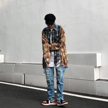 画像をギャラリービューアに読み込む, 切り替え ルーズ チェック シャツ 韓国 ワイド メンズ レディース